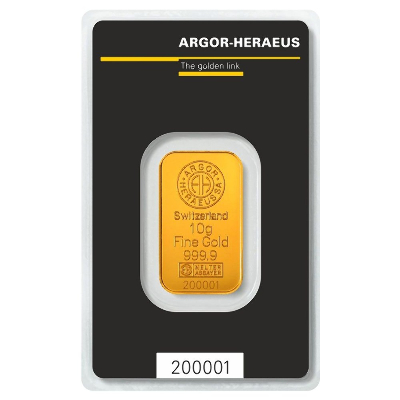 10g zlatý slitek Argor Heraeus SA