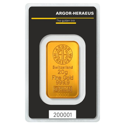 20g zlatý slitek Argor Heraeus SA AHZ009
